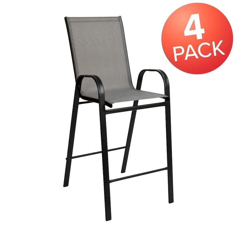 Lot de 4 tabourets de bar d'extérieur en matériau Flex Comfort – Tabouret de terrasse