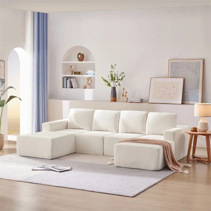 Canapé d'angle modulaire en U, ensemble de canapés de sol de luxe en chenille