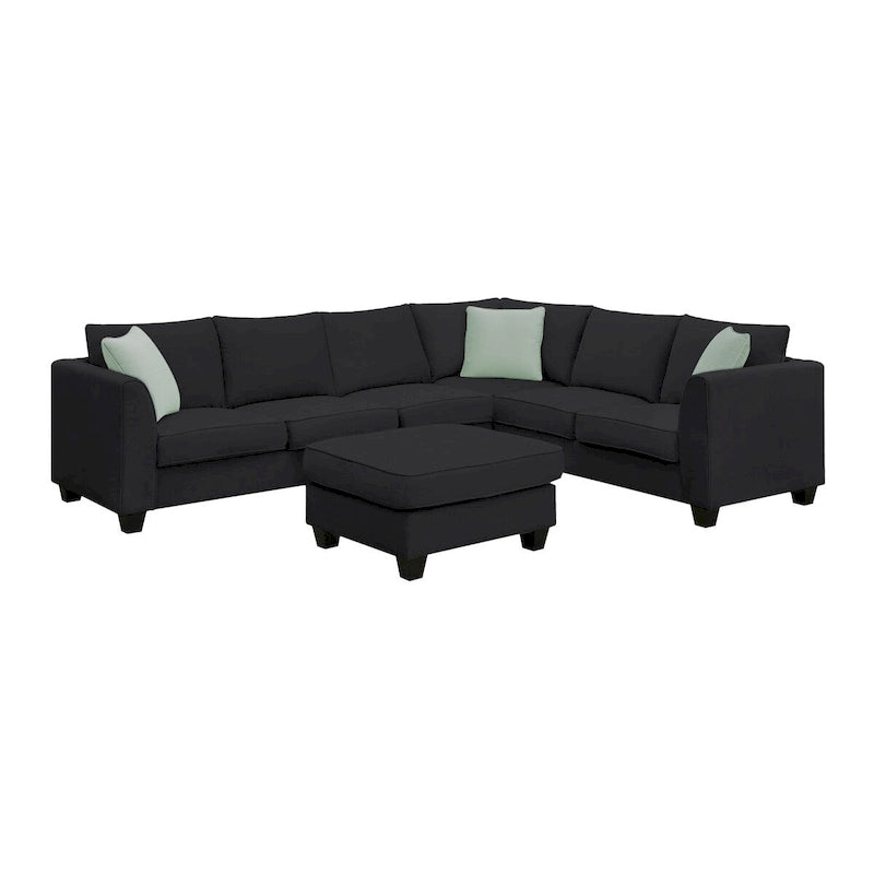 Canapé d'angle modulable 7 places de 112 pouces avec pouf et trois coussins - 112L x 87P x 33H