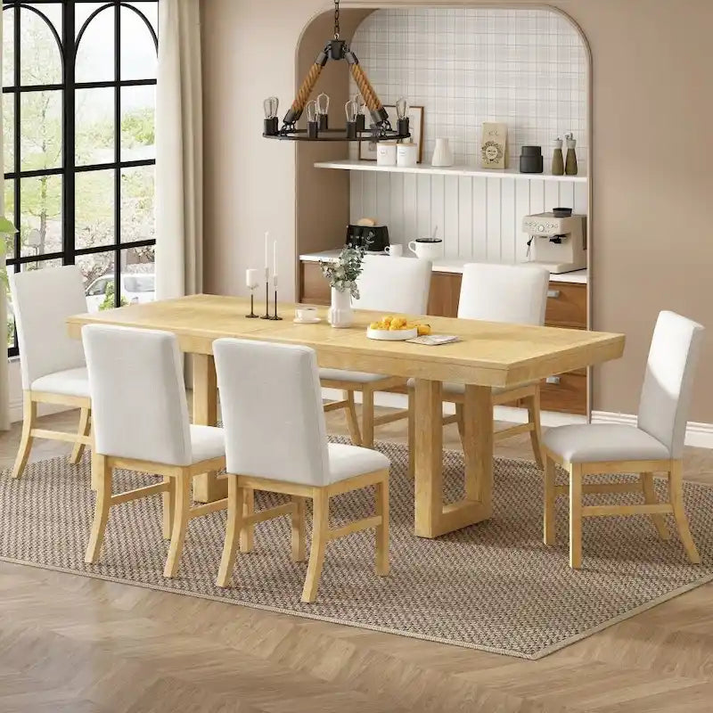 Ensemble de salle à manger extensible 7 pièces en bois 72 po traditionnel