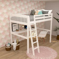 Lit mezzanine simple avec bureau, en bois massif