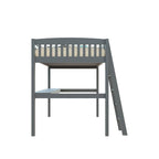 Lit mezzanine simple avec bureau, en bois massif