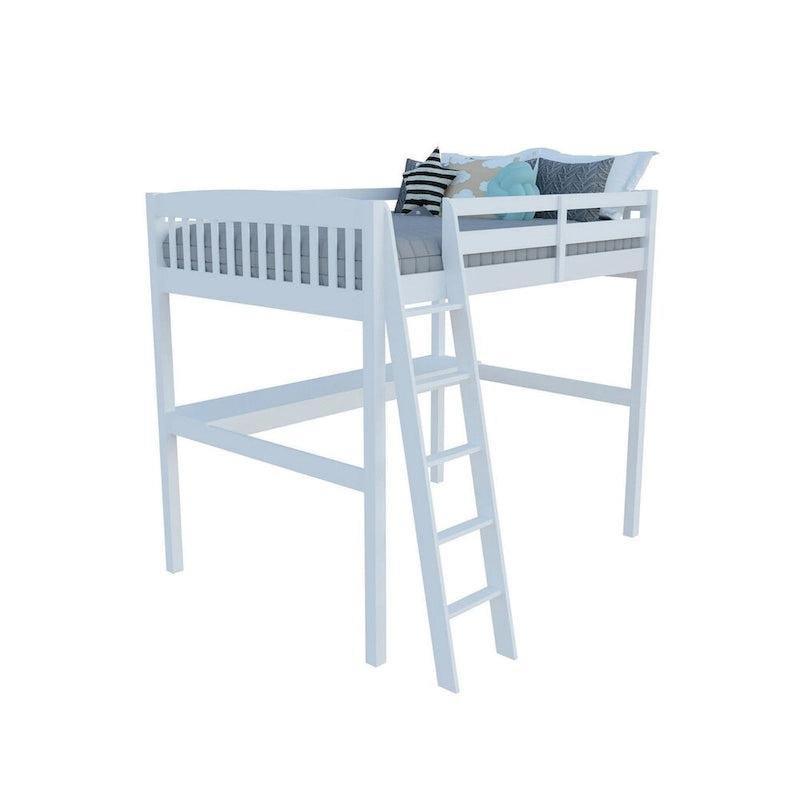 Lit mezzanine simple avec bureau, en bois massif
