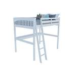 Lit mezzanine simple avec bureau, en bois massif