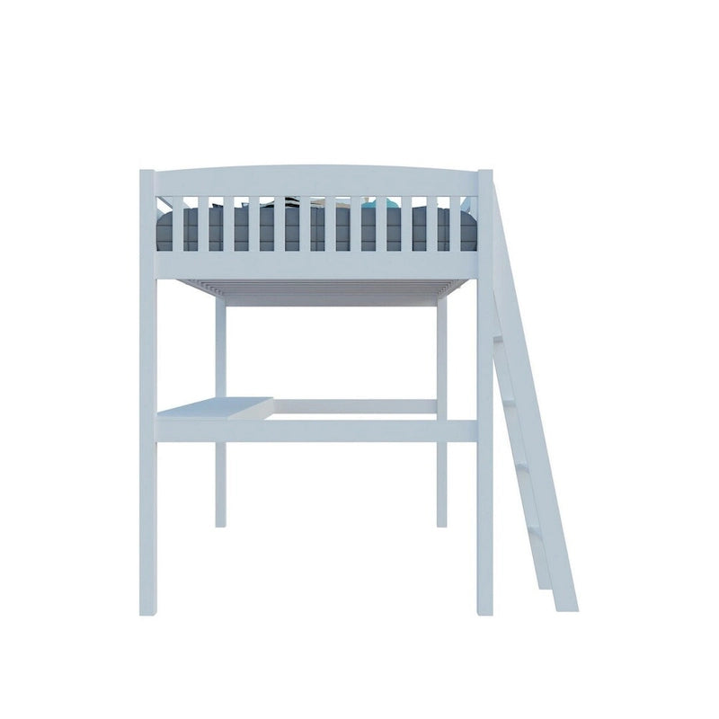 Lit mezzanine simple avec bureau, en bois massif