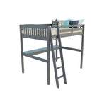 Lit mezzanine simple avec bureau, en bois massif