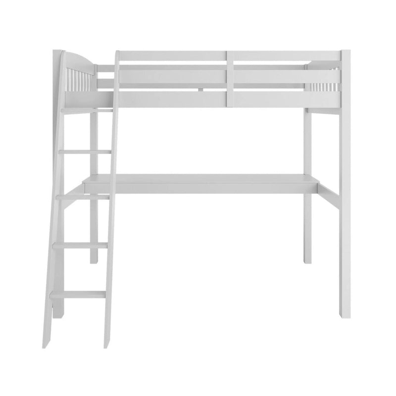 Lit mezzanine simple avec bureau, en bois massif
