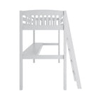 Lit mezzanine simple avec bureau, en bois massif