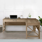 Saint Birch Alaska Modern Farmhouse L-Shaped Desk with Drawer