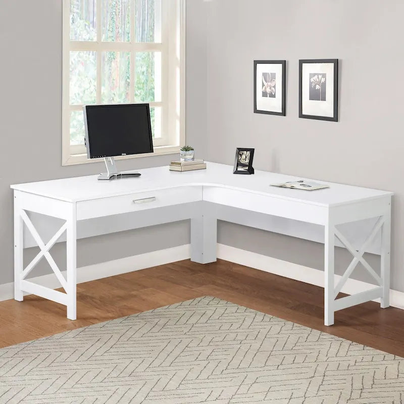 Bureau en L de style ferme moderne avec tiroir
