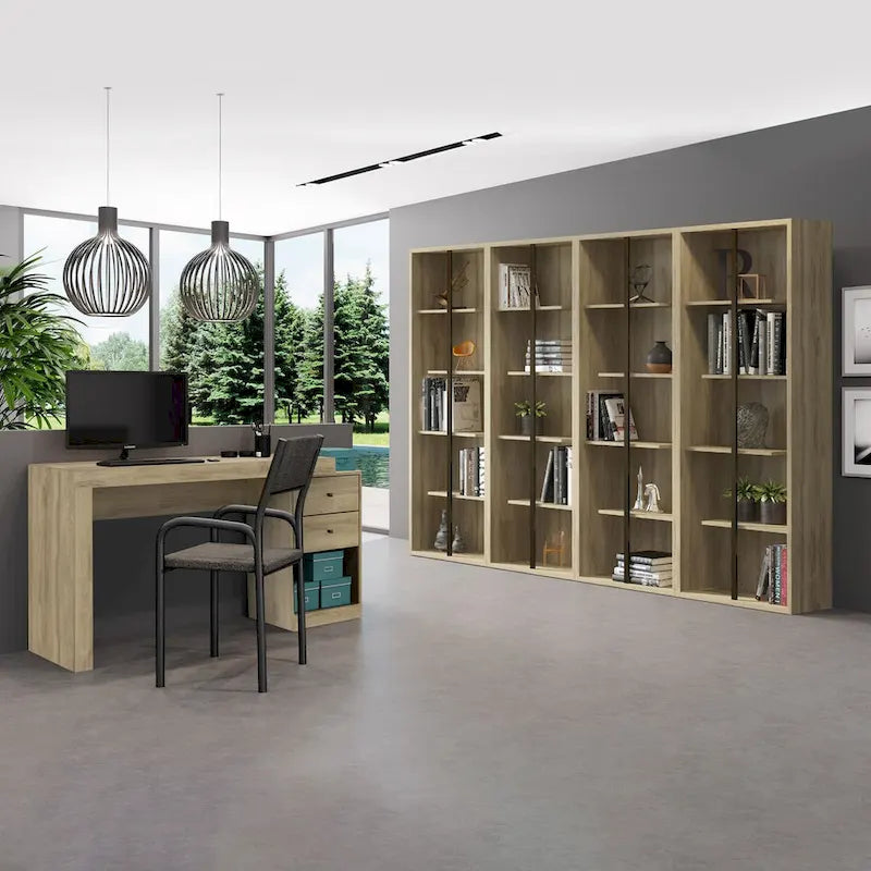 Bureau d'angle extensible de 119 à 155 cm de long pour bureau à domicile au design moderne
