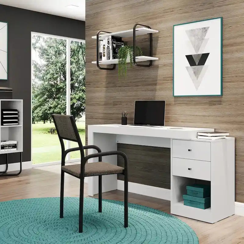 Bureau d'angle extensible de 119 à 155 cm de long pour bureau à domicile au design moderne