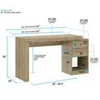 Bureau d'angle extensible de 119 à 155 cm de long pour bureau à domicile au design moderne