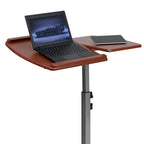 Table d'ordinateur portable mobile réglable en hauteur et en inclinaison avec plateau en cerisier