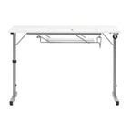 II Table de couture argent/blanc pliable portative à roulettes