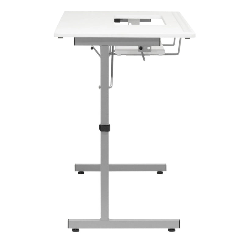 II Table de couture argent/blanc pliable portative à roulettes