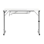 II Table de couture argent/blanc pliable portative à roulettes