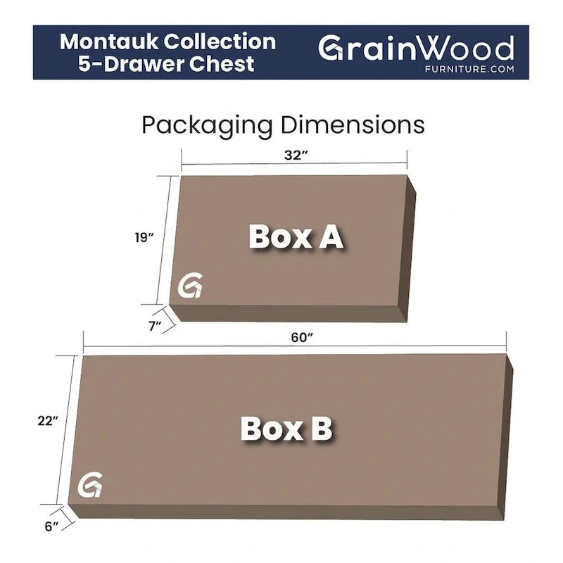 Commode 5 tiroirs en bois massif Montauk de Grain Wood Furniture