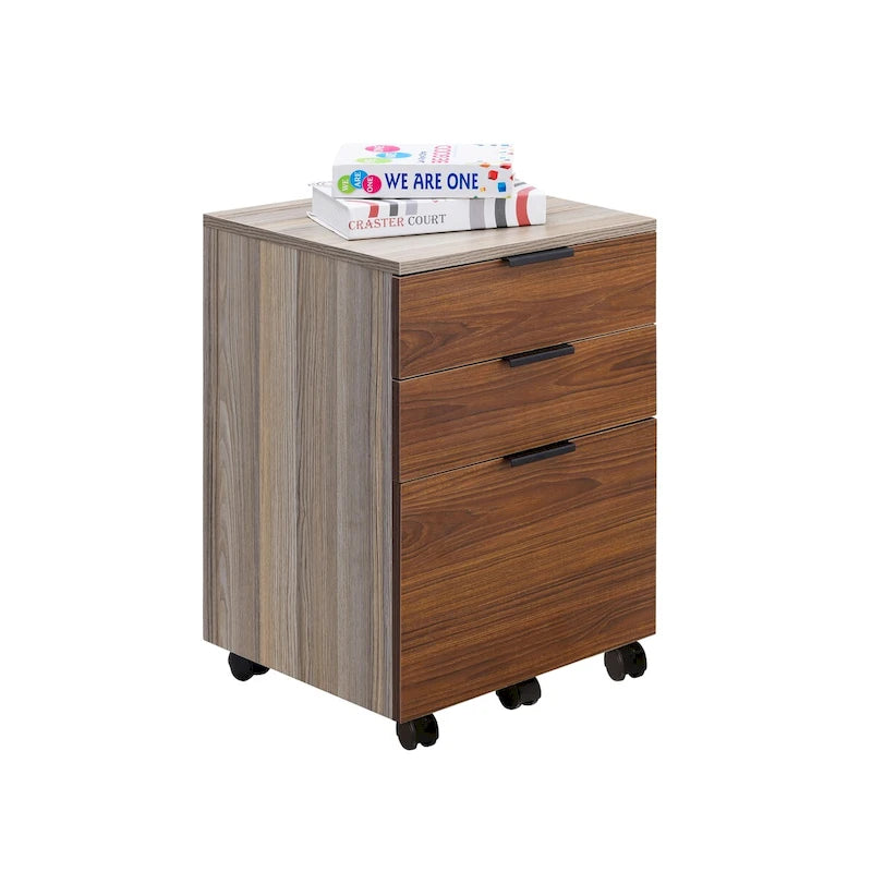 Classeur en bois à 3 tiroirs avec roulettes verrouillables pour documents A4 ou format Lettre
