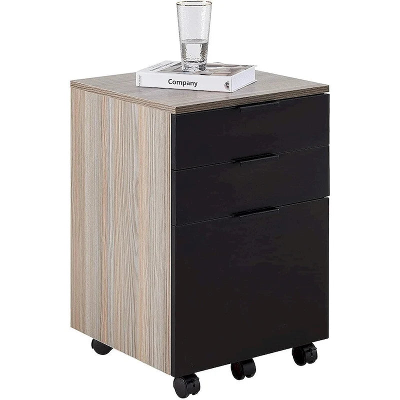 Classeur en bois à 3 tiroirs avec roulettes verrouillables pour documents A4 ou format Lettre