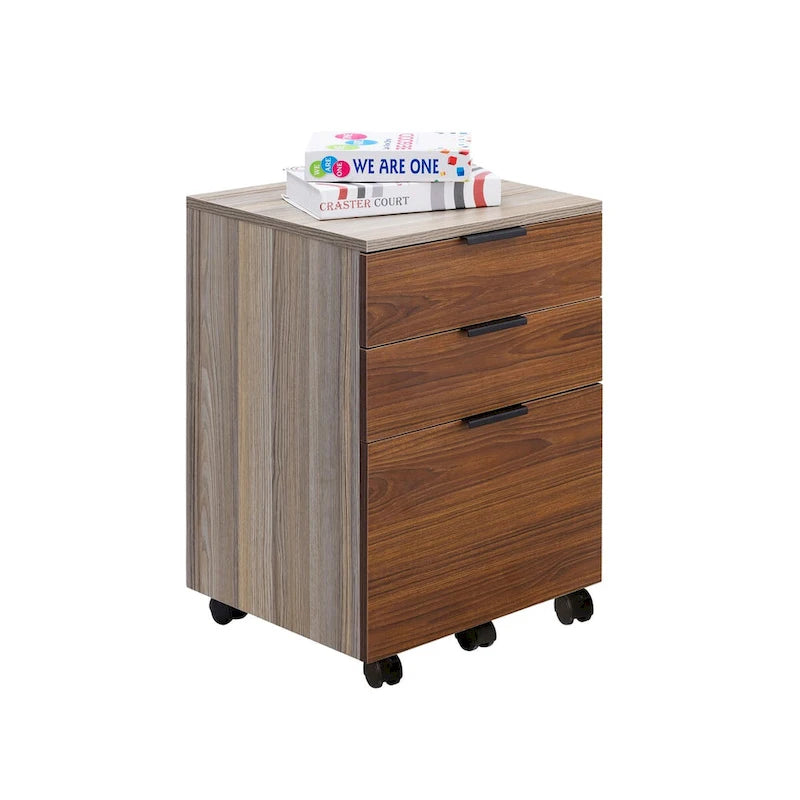 Classeur en bois à 3 tiroirs avec roulettes verrouillables pour documents A4 ou format Lettre