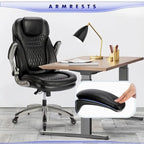 Chaise de bureau ergonomique pivotante et roulante avec accoudoirs rembourrés relevables, inclinaison réglable verrouillable pour travail et études d'adultes