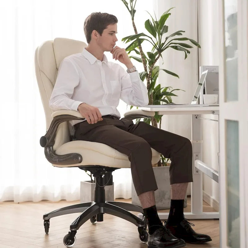 Chaise de bureau ergonomique pivotante et roulante avec accoudoirs rembourrés relevables, inclinaison réglable verrouillable pour travail et études d'adultes