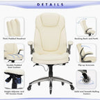 Chaise de bureau ergonomique pivotante et roulante avec accoudoirs rembourrés relevables, inclinaison réglable verrouillable pour travail et études d'adultes