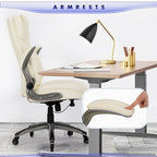 Chaise de bureau ergonomique pivotante et roulante avec accoudoirs rembourrés relevables, inclinaison réglable verrouillable pour travail et études d'adultes