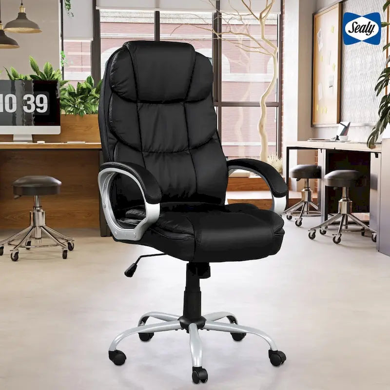 Fauteuil de bureau ergonomique pivotant avec accoudoirs rembourrés