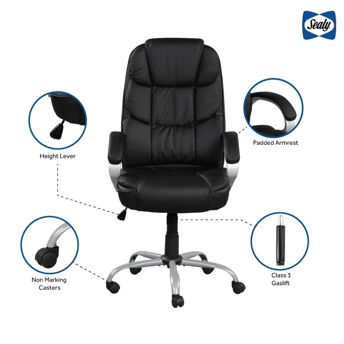 Fauteuil de bureau ergonomique pivotant avec accoudoirs rembourrés