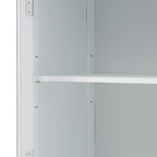 Meuble de rangement haut de salle de bain avec portes vitrées, meuble autoportant avec deux tiroirs