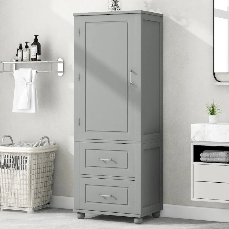 61,4 Meuble de rangement haut de salle de bain, deux tiroirs et étagère réglable