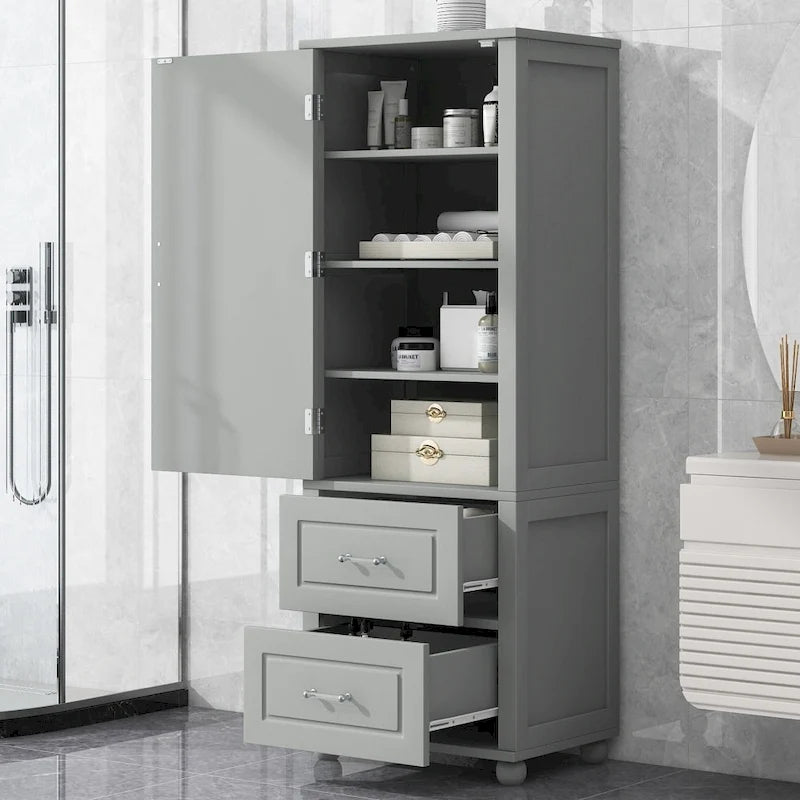 61,4 Meuble de rangement haut de salle de bain, deux tiroirs et étagère réglable