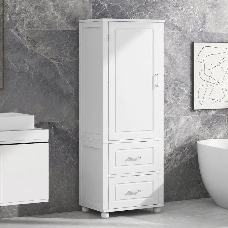 61,4 Meuble de rangement haut de salle de bain, deux tiroirs et étagère réglable