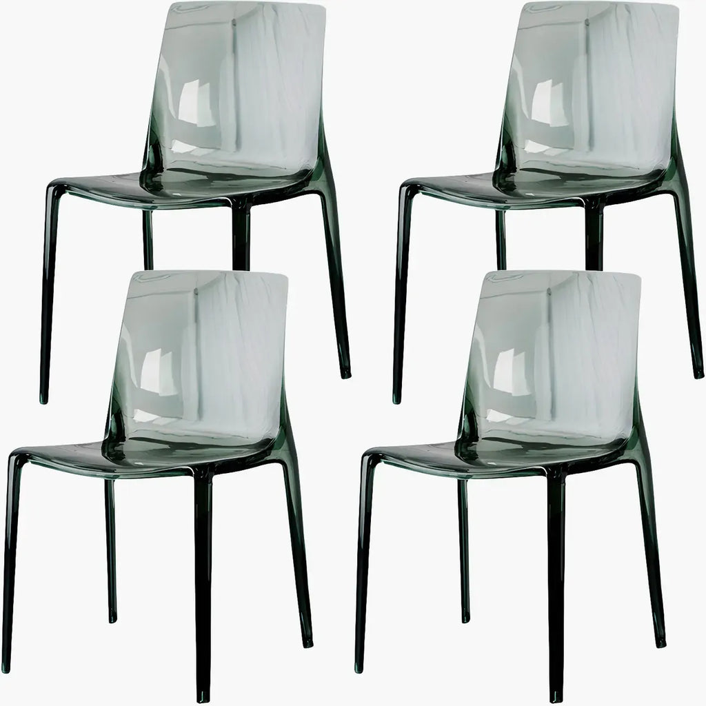 Chaise de salle à manger en acrylique ambré sans accoudoirs à dossier bas