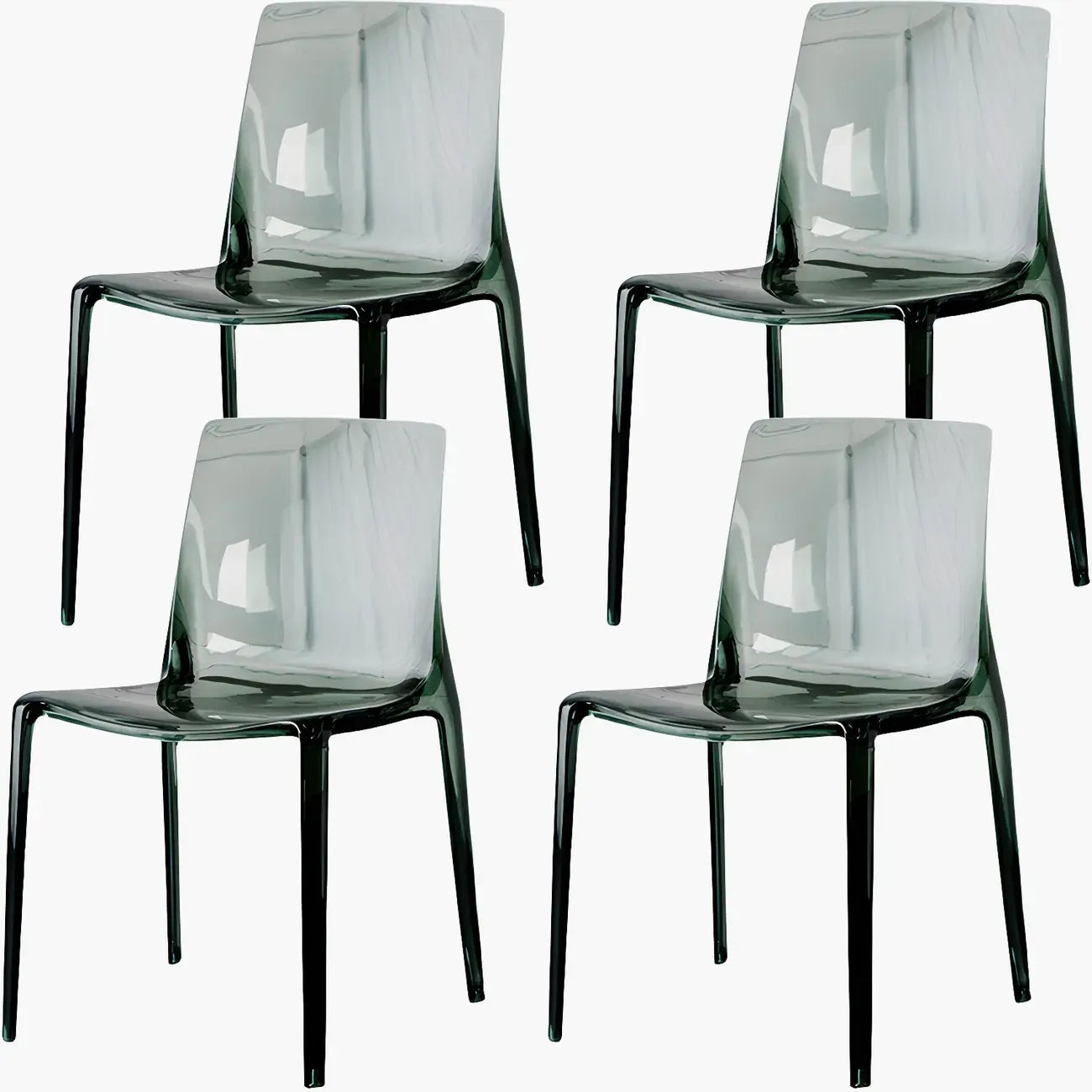 Chaise de salle à manger en acrylique ambré sans accoudoirs à dossier bas