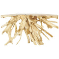 Table console en bois de teck fait main, bord naturel, tronc d'arbre - Marron - Roche River Decor