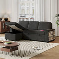 Canapé-lit gigogne Oaks Aura de 217,9 cm, Canapé d'angle avec port USB, Canapé-lit convertible avec étagères de rangement