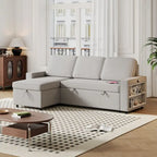 Canapé-lit gigogne Oaks Aura de 217,9 cm, Canapé d'angle avec port USB, Canapé-lit convertible avec étagères de rangement