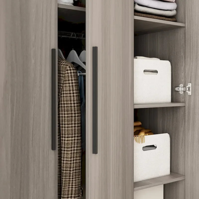 Armoire Penderie en Bois avec 6 Cubes de Rangement et Tringle Suspendue