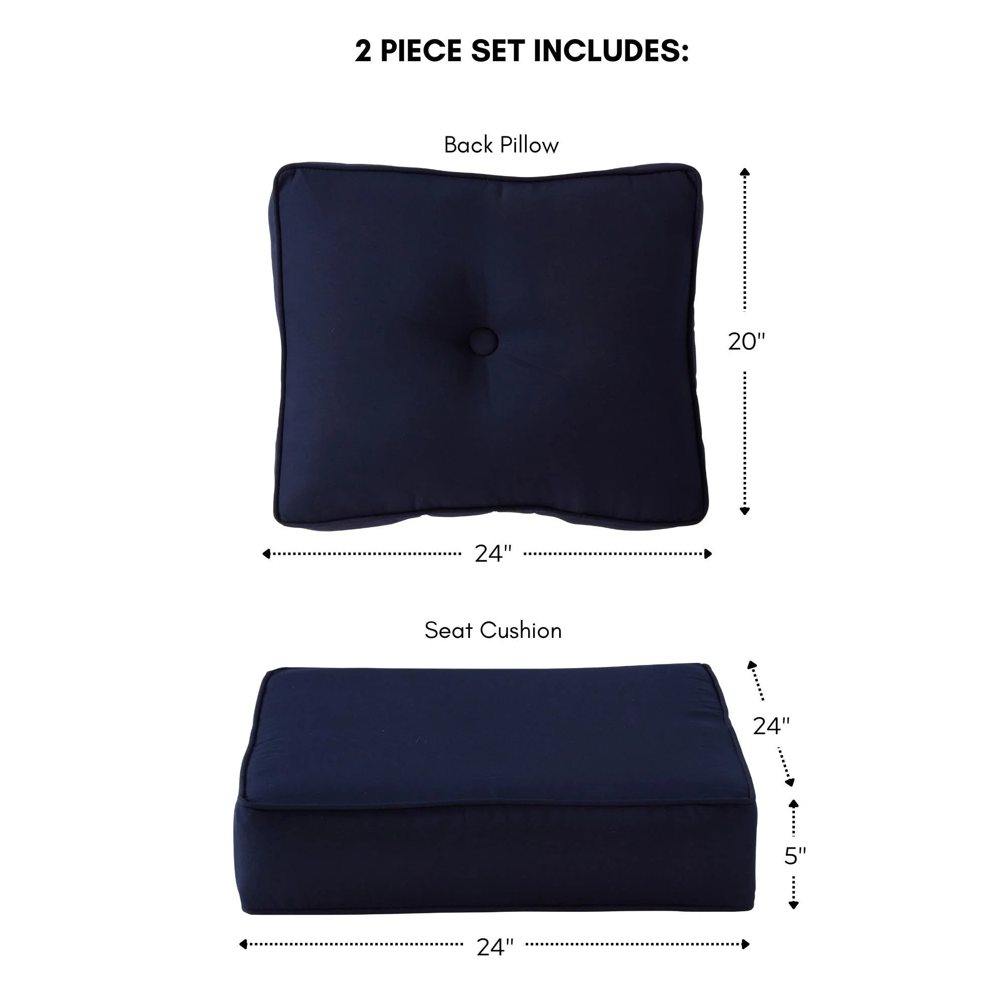 Ensemble de 2 coussins d'extérieur Sunbrella haut de gamme à assise profonde