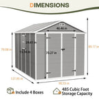 Abri de jardin en résine toutes saisons avec plancher de 1,8 m x 1,2 m / 1,8 m x 2,4 m / 2,4 m x 1,8 m / 2,4 m x 3 m, abri à outils Spire