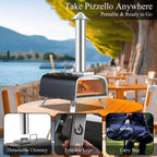 Four à pizza d'extérieur multi-combustibles avec brûleur à gaz et boîte à bois - 30 cm