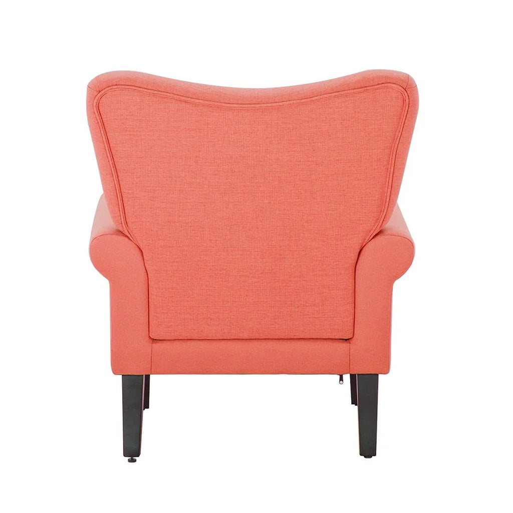 Fauteuil d'appoint moderne Erommy, fauteuil à dossier haut, canapé individuel en tissu capitonné avec pieds en bois pour salon