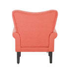 Fauteuil d'appoint moderne Erommy, fauteuil à dossier haut, canapé individuel en tissu capitonné avec pieds en bois pour salon