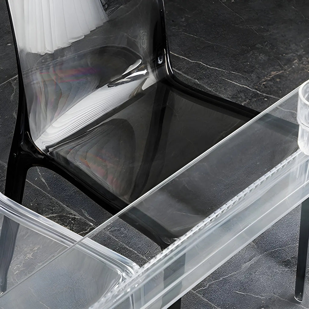 Chaise de salle à manger en acrylique ambré sans accoudoirs à dossier bas