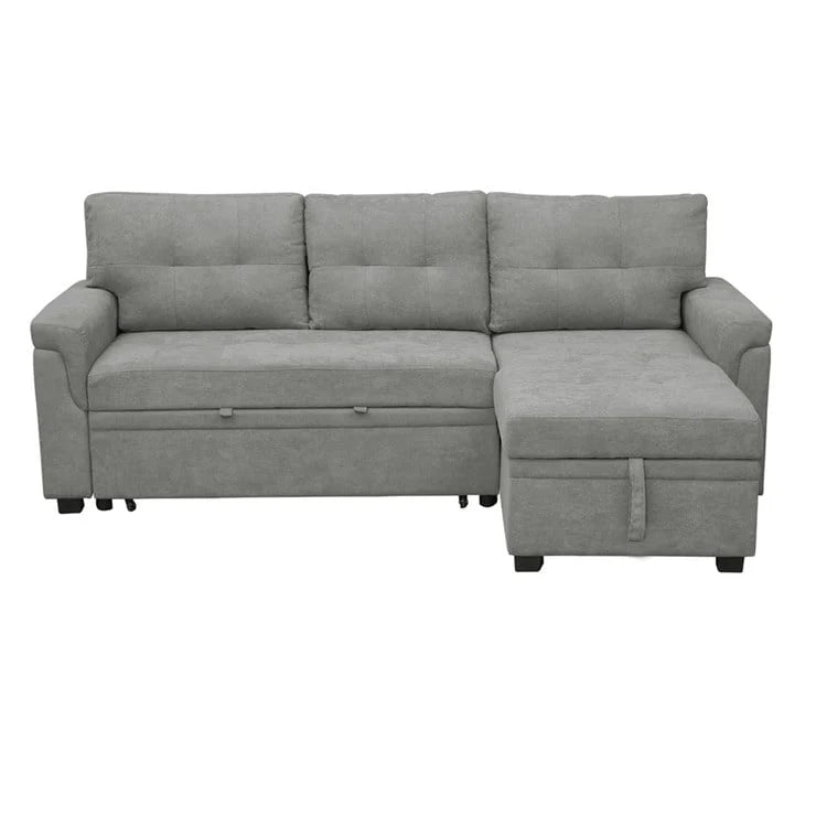 Canapé d'angle réversible convertible avec lit gigogne, méridienne avec rangement dissimulé et pieds durables