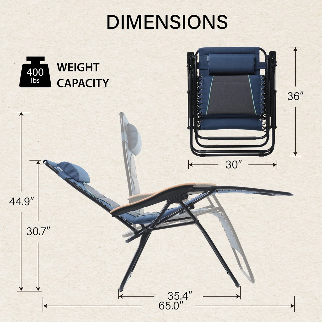 Fauteuil de relaxation zéro gravité XL surdimensionné et rembourré, avec accoudoirs plus larges, inclinable et porte-gobelet - N/A