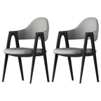 Chaise de salle à manger en cuir moderne avec dossier incurvé et ouvert